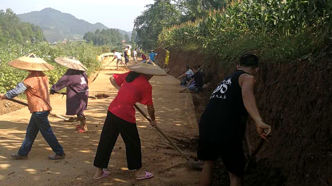 羊坪村积极组织党员群众清理道路淤泥垃圾